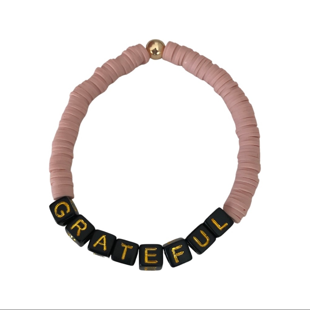 Shop GRATEFUL Dusty Pink Beaded Bracelet